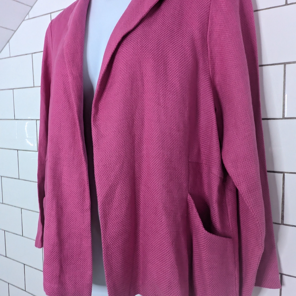 Eileen Fisher XL Linen & Cotton Woven Blend Pink Blazer